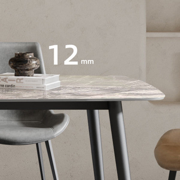 Industrial Rectangle Shape Standard Dining Table Sintered Stone Gray Dining Table for Kitchen Clearhalo ' dining_table' 'Dining Tables & Seating' 'Dining Tables' 'furn' 'furn_dining_table' 'Furniture' 'furniture_dining_table' 'Kitchen & Dining Furniture' 'kitchen&dining_furn' 'kitchen' 'kitchen_dining_table' 3970279