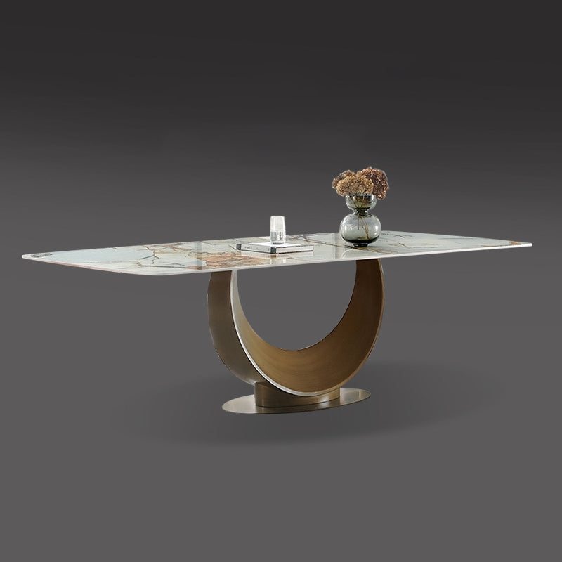Metal Traditional Luxury Rectangular Dining Table Sintered Stone Dining Table with Pedestal Without Chairs Clearhalo ' dining_table' 'Dining Tables & Seating' 'Dining Tables' 'furn' 'furn_dining_table' 'Furniture' 'furniture_dining_table' 'Kitchen & Dining Furniture' 'kitchen&dining_furn' 'kitchen' 'kitchen_dining_table' 3970351