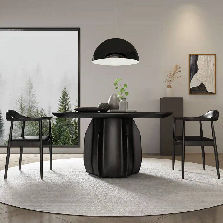 Contemporary Solid Wood Round Shape Dining Table Standard Kitchen Dining Table with Pedestal Base Clearhalo ' dining_table' 'Dining Tables & Seating' 'Dining Tables' 'furn' 'furn_dining_table' 'Furniture' 'furniture_dining_table' 'Kitchen & Dining Furniture' 'kitchen&dining_furn' 'kitchen' 'kitchen_dining_table' 3970379