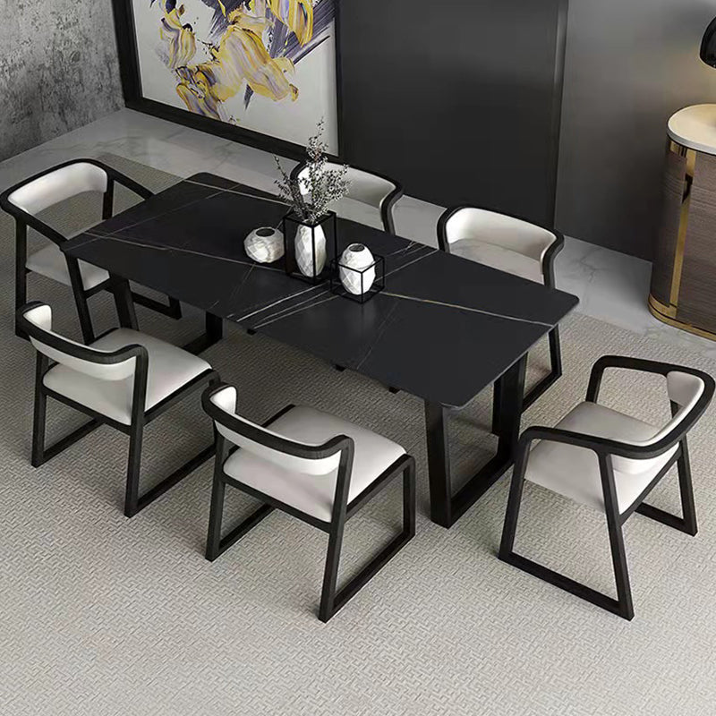 Rectangle Shape Two-Color Dining Table Industrial Double Pedestal Table for Dining Room Clearhalo ' dining_table' 'Dining Tables & Seating' 'Dining Tables' 'furn' 'furn_dining_table' 'Furniture' 'furniture_dining_table' 'Kitchen & Dining Furniture' 'kitchen&dining_furn' 'kitchen' 'kitchen_dining_table' 3970406