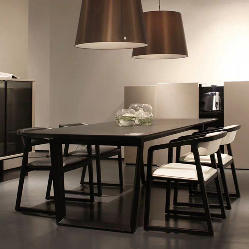 Rectangle Shape Two-Color Dining Table Industrial Double Pedestal Table for Dining Room Clearhalo ' dining_table' 'Dining Tables & Seating' 'Dining Tables' 'furn' 'furn_dining_table' 'Furniture' 'furniture_dining_table' 'Kitchen & Dining Furniture' 'kitchen&dining_furn' 'kitchen' 'kitchen_dining_table' 3970408