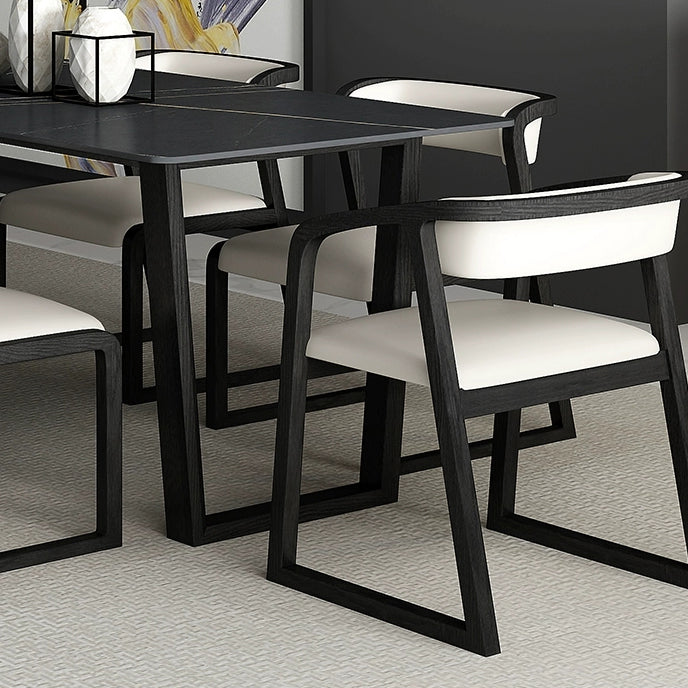 Rectangle Shape Two-Color Dining Table Industrial Double Pedestal Table for Dining Room Clearhalo ' dining_table' 'Dining Tables & Seating' 'Dining Tables' 'furn' 'furn_dining_table' 'Furniture' 'furniture_dining_table' 'Kitchen & Dining Furniture' 'kitchen&dining_furn' 'kitchen' 'kitchen_dining_table' 3970410