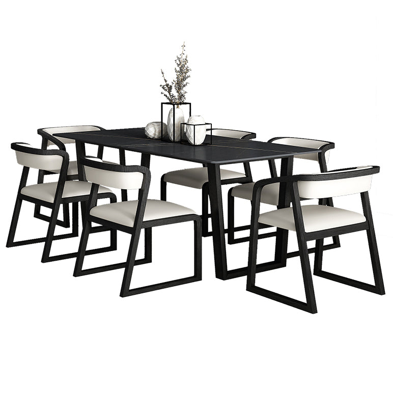 Rectangle Shape Two-Color Dining Table Industrial Double Pedestal Table for Dining Room Clearhalo ' dining_table' 'Dining Tables & Seating' 'Dining Tables' 'furn' 'furn_dining_table' 'Furniture' 'furniture_dining_table' 'Kitchen & Dining Furniture' 'kitchen&dining_furn' 'kitchen' 'kitchen_dining_table' 3970411