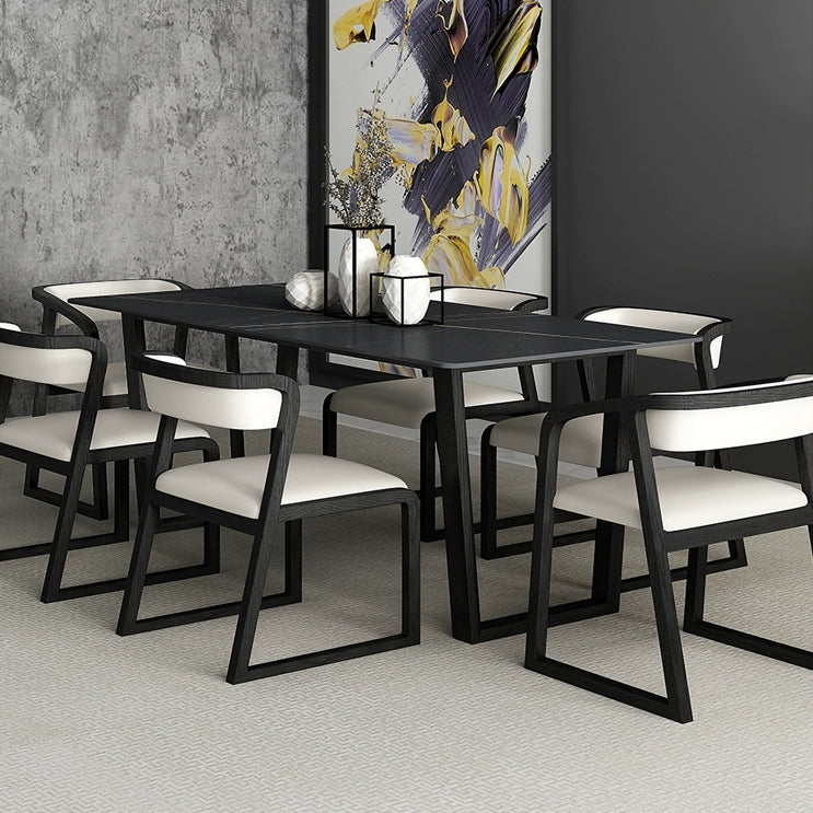 Rectangle Shape Two-Color Dining Table Industrial Double Pedestal Table for Dining Room Clearhalo ' dining_table' 'Dining Tables & Seating' 'Dining Tables' 'furn' 'furn_dining_table' 'Furniture' 'furniture_dining_table' 'Kitchen & Dining Furniture' 'kitchen&dining_furn' 'kitchen' 'kitchen_dining_table' 3970412