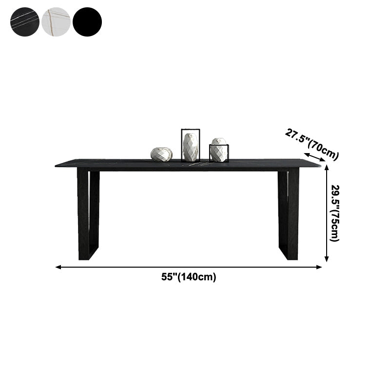 Rectangle Shape Two-Color Dining Table Industrial Double Pedestal Table for Dining Room Clearhalo ' dining_table' 'Dining Tables & Seating' 'Dining Tables' 'furn' 'furn_dining_table' 'Furniture' 'furniture_dining_table' 'Kitchen & Dining Furniture' 'kitchen&dining_furn' 'kitchen' 'kitchen_dining_table' 3970414