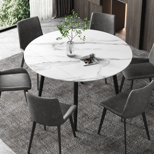 52" Extendable Round Dining Table Modern Adjustable Sintered Stone Top Table with 4 Legs Clearhalo ' dining_table' 'Dining Tables & Seating' 'Dining Tables' 'furn' 'furn_dining_table' 'Furniture' 'furniture_dining_table' 'Kitchen & Dining Furniture' 'kitchen&dining_furn' 'kitchen' 'kitchen_dining_table' 3979486