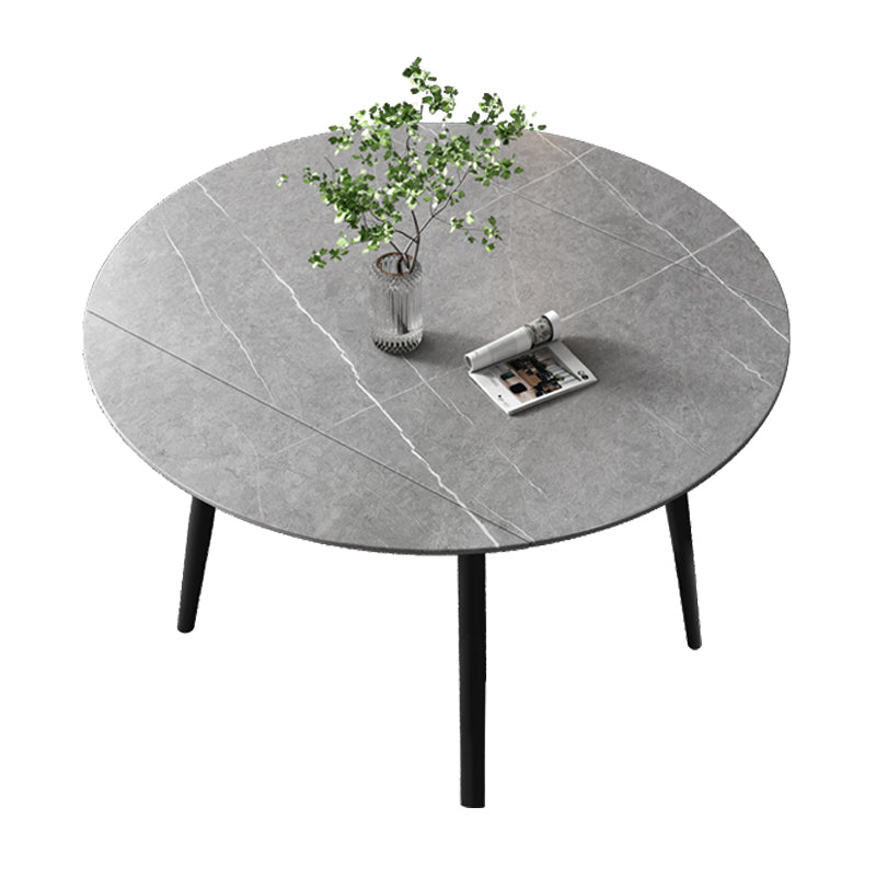 52" Extendable Round Dining Table Modern Adjustable Sintered Stone Top Table with 4 Legs Gray Without Chairs Clearhalo ' dining_table' 'Dining Tables & Seating' 'Dining Tables' 'furn' 'furn_dining_table' 'Furniture' 'furniture_dining_table' 'Kitchen & Dining Furniture' 'kitchen&dining_furn' 'kitchen' 'kitchen_dining_table' 3979487