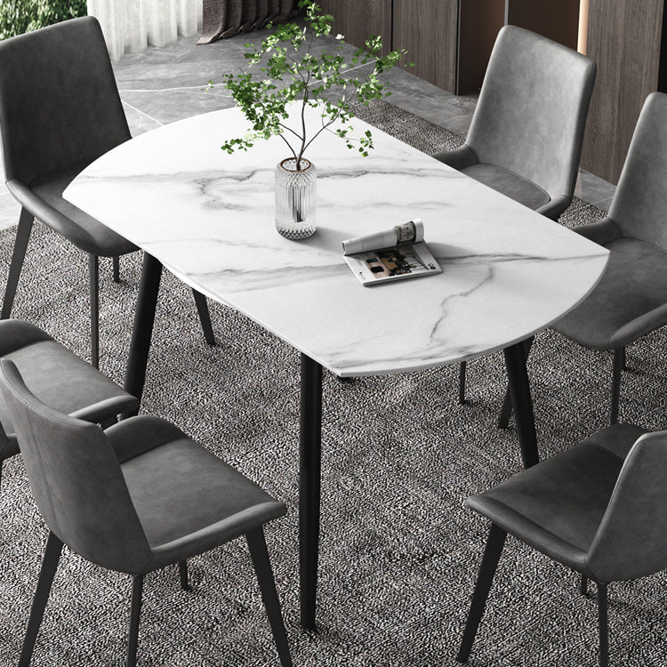52" Extendable Round Dining Table Modern Adjustable Sintered Stone Top Table with 4 Legs Clearhalo ' dining_table' 'Dining Tables & Seating' 'Dining Tables' 'furn' 'furn_dining_table' 'Furniture' 'furniture_dining_table' 'Kitchen & Dining Furniture' 'kitchen&dining_furn' 'kitchen' 'kitchen_dining_table' 3979489