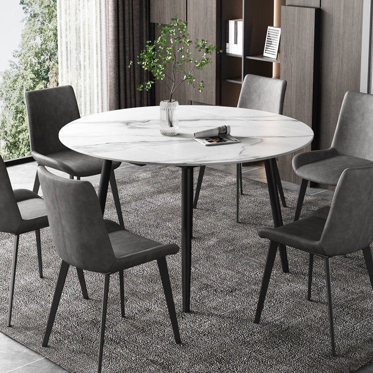 52" Extendable Round Dining Table Modern Adjustable Sintered Stone Top Table with 4 Legs Clearhalo ' dining_table' 'Dining Tables & Seating' 'Dining Tables' 'furn' 'furn_dining_table' 'Furniture' 'furniture_dining_table' 'Kitchen & Dining Furniture' 'kitchen&dining_furn' 'kitchen' 'kitchen_dining_table' 3979491