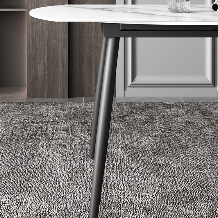 52" Extendable Round Dining Table Modern Adjustable Sintered Stone Top Table with 4 Legs Clearhalo ' dining_table' 'Dining Tables & Seating' 'Dining Tables' 'furn' 'furn_dining_table' 'Furniture' 'furniture_dining_table' 'Kitchen & Dining Furniture' 'kitchen&dining_furn' 'kitchen' 'kitchen_dining_table' 3979495