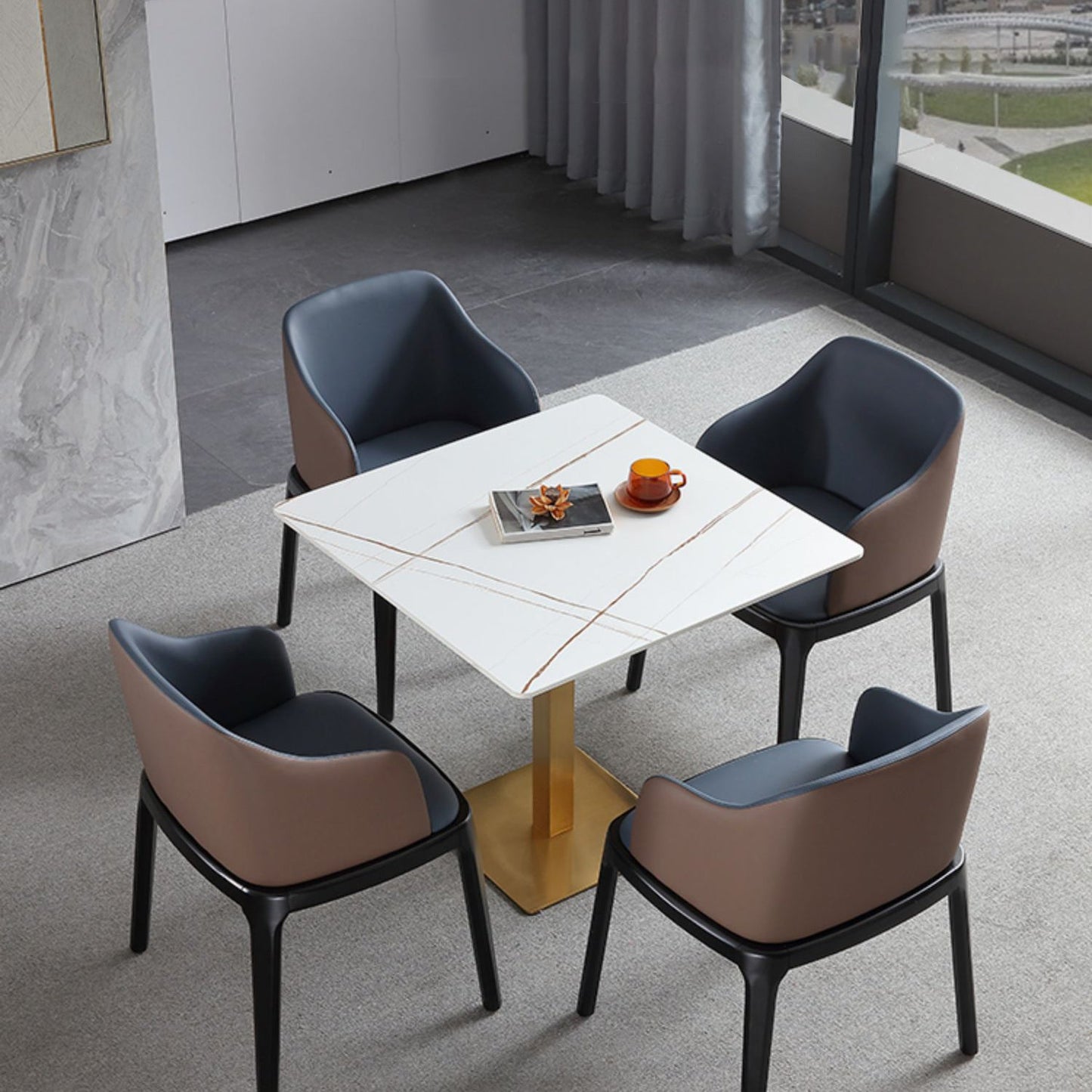 Industrial Square Dinner Table Sintered Stone Table with Metal Base for Home Clearhalo ' dining_table' 'Dining Tables & Seating' 'Dining Tables' 'furn' 'furn_dining_table' 'Furniture' 'furniture_dining_table' 'Kitchen & Dining Furniture' 'kitchen&dining_furn' 'kitchen' 'kitchen_dining_table' 3979516