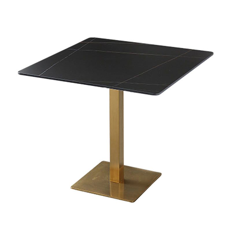 Industrial Square Dinner Table Sintered Stone Table with Metal Base for Home Black Gold Without Chairs Clearhalo ' dining_table' 'Dining Tables & Seating' 'Dining Tables' 'furn' 'furn_dining_table' 'Furniture' 'furniture_dining_table' 'Kitchen & Dining Furniture' 'kitchen&dining_furn' 'kitchen' 'kitchen_dining_table' 3979517