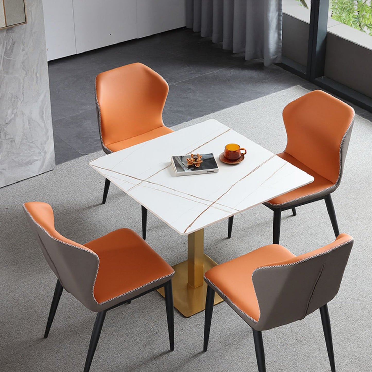 Industrial Square Dinner Table Sintered Stone Table with Metal Base for Home Clearhalo ' dining_table' 'Dining Tables & Seating' 'Dining Tables' 'furn' 'furn_dining_table' 'Furniture' 'furniture_dining_table' 'Kitchen & Dining Furniture' 'kitchen&dining_furn' 'kitchen' 'kitchen_dining_table' 3979528