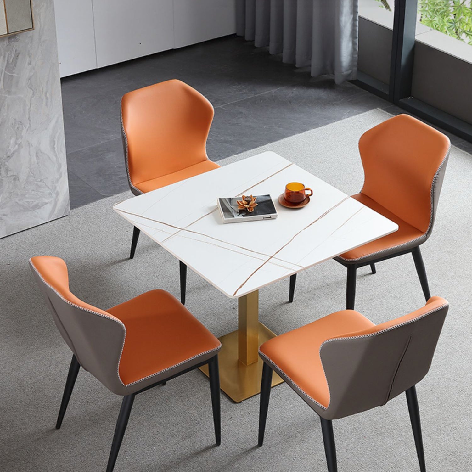 Industrial Square Dinner Table Sintered Stone Table with Metal Base for Home Clearhalo ' dining_table' 'Dining Tables & Seating' 'Dining Tables' 'furn' 'furn_dining_table' 'Furniture' 'furniture_dining_table' 'Kitchen & Dining Furniture' 'kitchen&dining_furn' 'kitchen' 'kitchen_dining_table' 3979528