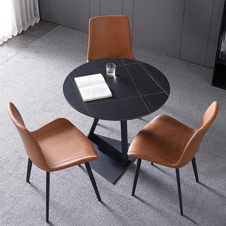 Luxury Sintered Stone Dining Table Single Pedestal Base Round Table for Home Clearhalo ' dining_table' 'Dining Tables & Seating' 'Dining Tables' 'furn' 'furn_dining_table' 'Furniture' 'furniture_dining_table' 'Kitchen & Dining Furniture' 'kitchen&dining_furn' 'kitchen' 'kitchen_dining_table' 3979534