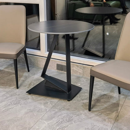 Luxury Sintered Stone Dining Table Single Pedestal Base Round Table for Home Gray Without Chairs Clearhalo ' dining_table' 'Dining Tables & Seating' 'Dining Tables' 'furn' 'furn_dining_table' 'Furniture' 'furniture_dining_table' 'Kitchen & Dining Furniture' 'kitchen&dining_furn' 'kitchen' 'kitchen_dining_table' 3979536