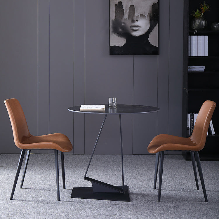 Luxury Sintered Stone Dining Table Single Pedestal Base Round Table for Home Clearhalo ' dining_table' 'Dining Tables & Seating' 'Dining Tables' 'furn' 'furn_dining_table' 'Furniture' 'furniture_dining_table' 'Kitchen & Dining Furniture' 'kitchen&dining_furn' 'kitchen' 'kitchen_dining_table' 3979537
