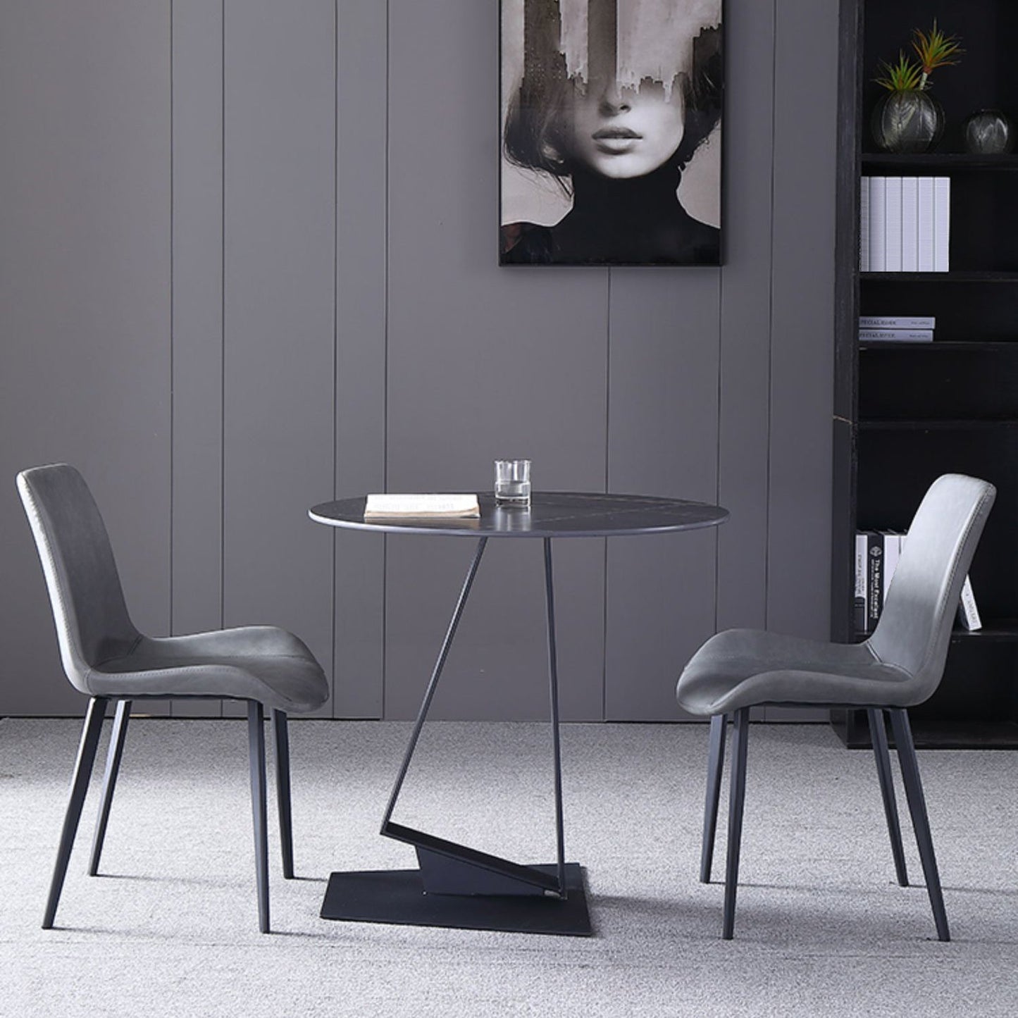 Luxury Sintered Stone Dining Table Single Pedestal Base Round Table for Home Clearhalo ' dining_table' 'Dining Tables & Seating' 'Dining Tables' 'furn' 'furn_dining_table' 'Furniture' 'furniture_dining_table' 'Kitchen & Dining Furniture' 'kitchen&dining_furn' 'kitchen' 'kitchen_dining_table' 3979544