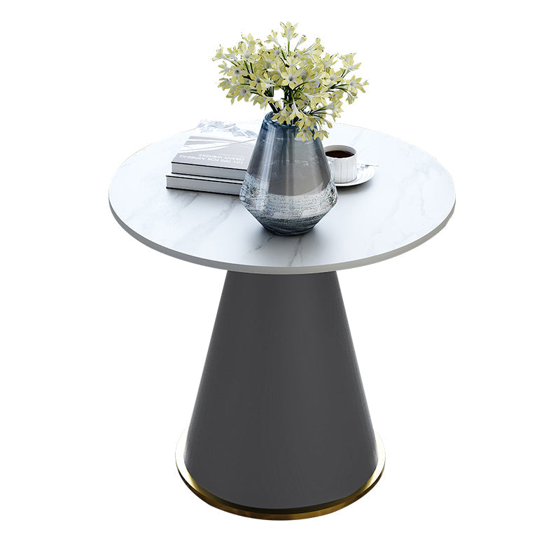 Round Table 23.6'' Dinette Table Traditional Luxury Dinner Room Table with Pedestal Casual White Gray Without Chairs Clearhalo ' dining_table' 'Dining Tables & Seating' 'Dining Tables' 'furn' 'furn_dining_table' 'Furniture' 'furniture_dining_table' 'Kitchen & Dining Furniture' 'kitchen&dining_furn' 'kitchen' 'kitchen_dining_table' 3979550