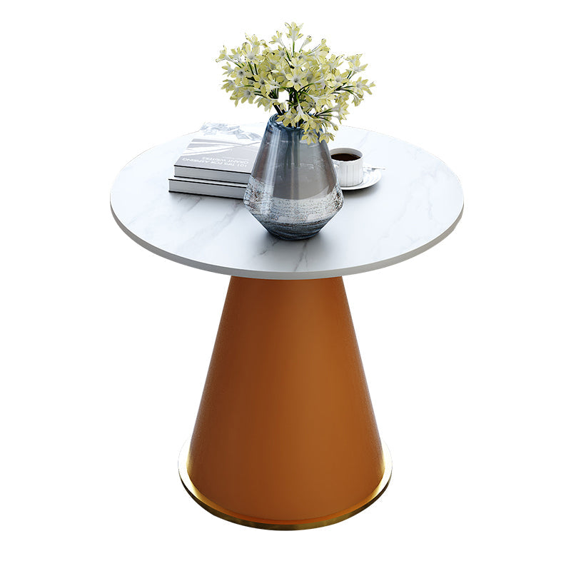 Round Table 23.6'' Dinette Table Traditional Luxury Dinner Room Table with Pedestal Casual White Orange Without Chairs Clearhalo ' dining_table' 'Dining Tables & Seating' 'Dining Tables' 'furn' 'furn_dining_table' 'Furniture' 'furniture_dining_table' 'Kitchen & Dining Furniture' 'kitchen&dining_furn' 'kitchen' 'kitchen_dining_table' 3979553