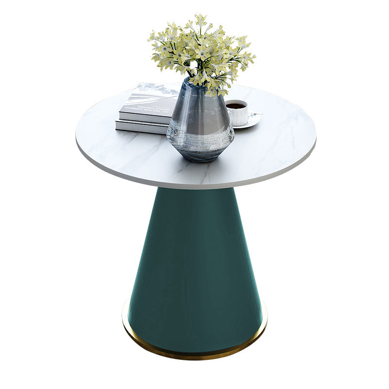 Round Table 23.6'' Dinette Table Traditional Luxury Dinner Room Table with Pedestal Casual White Green Without Chairs Clearhalo ' dining_table' 'Dining Tables & Seating' 'Dining Tables' 'furn' 'furn_dining_table' 'Furniture' 'furniture_dining_table' 'Kitchen & Dining Furniture' 'kitchen&dining_furn' 'kitchen' 'kitchen_dining_table' 3979557