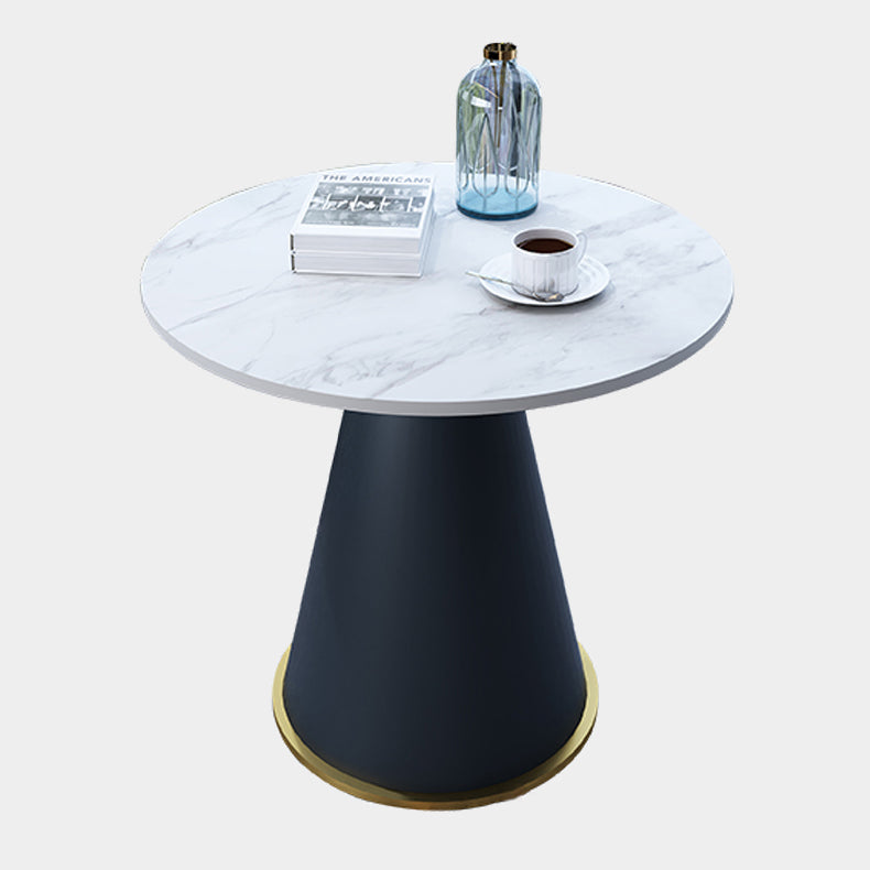 Round Table 23.6'' Dinette Table Traditional Luxury Dinner Room Table with Pedestal Casual White Blue Without Chairs Clearhalo ' dining_table' 'Dining Tables & Seating' 'Dining Tables' 'furn' 'furn_dining_table' 'Furniture' 'furniture_dining_table' 'Kitchen & Dining Furniture' 'kitchen&dining_furn' 'kitchen' 'kitchen_dining_table' 3979558