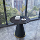 Round Table 23.6'' Dinette Table Traditional Luxury Dinner Room Table with Pedestal Casual Black Blue Without Chairs Clearhalo ' dining_table' 'Dining Tables & Seating' 'Dining Tables' 'furn' 'furn_dining_table' 'Furniture' 'furniture_dining_table' 'Kitchen & Dining Furniture' 'kitchen&dining_furn' 'kitchen' 'kitchen_dining_table' 3979566