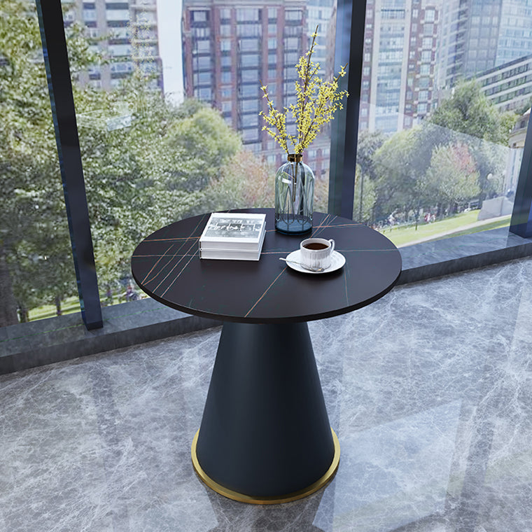 Round Table 23.6'' Dinette Table Traditional Luxury Dinner Room Table with Pedestal Casual Black Blue Without Chairs Clearhalo ' dining_table' 'Dining Tables & Seating' 'Dining Tables' 'furn' 'furn_dining_table' 'Furniture' 'furniture_dining_table' 'Kitchen & Dining Furniture' 'kitchen&dining_furn' 'kitchen' 'kitchen_dining_table' 3979566