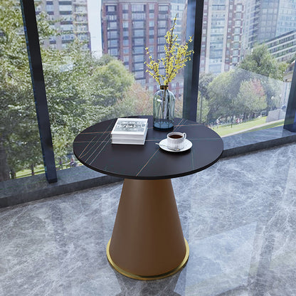 Round Table 23.6'' Dinette Table Traditional Luxury Dinner Room Table with Pedestal Casual Black Orange Without Chairs Clearhalo ' dining_table' 'Dining Tables & Seating' 'Dining Tables' 'furn' 'furn_dining_table' 'Furniture' 'furniture_dining_table' 'Kitchen & Dining Furniture' 'kitchen&dining_furn' 'kitchen' 'kitchen_dining_table' 3979567