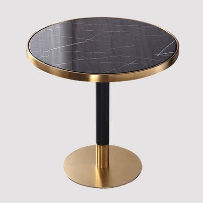 Marble Dining Table Single Pedestal Metallic Base Round Table for Home Black Without Chairs Clearhalo ' dining_table' 'Dining Tables & Seating' 'Dining Tables' 'furn' 'furn_dining_table' 'Furniture' 'furniture_dining_table' 'Kitchen & Dining Furniture' 'kitchen&dining_furn' 'kitchen' 'kitchen_dining_table' 3979571