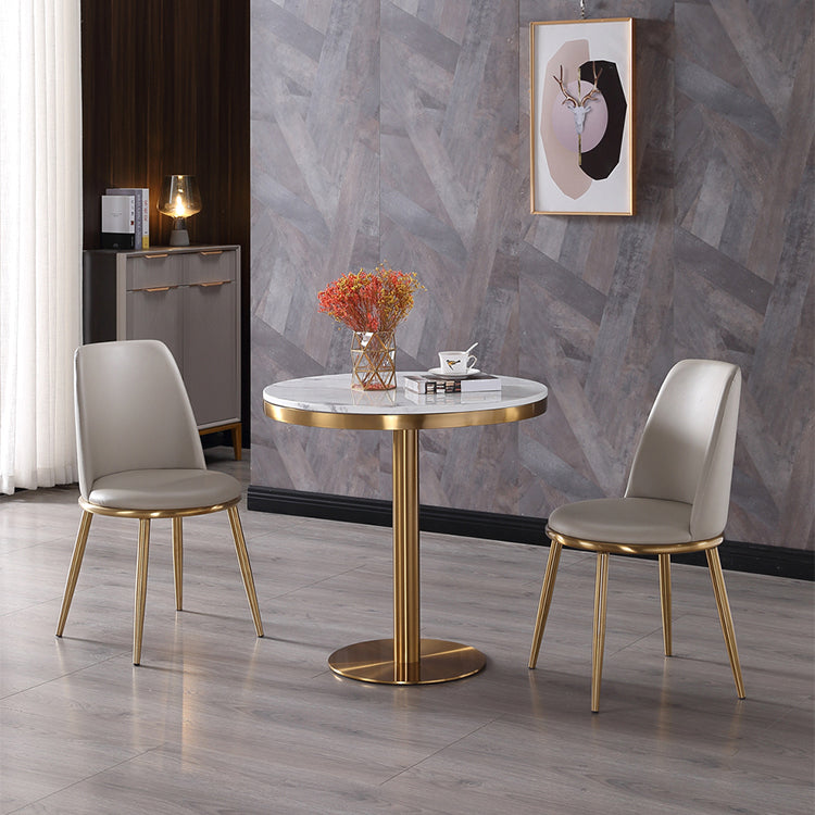 Marble Dining Table Single Pedestal Metallic Base Round Table for Home Clearhalo ' dining_table' 'Dining Tables & Seating' 'Dining Tables' 'furn' 'furn_dining_table' 'Furniture' 'furniture_dining_table' 'Kitchen & Dining Furniture' 'kitchen&dining_furn' 'kitchen' 'kitchen_dining_table' 3979572