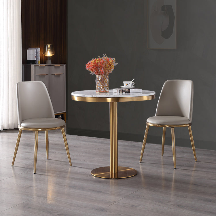 Marble Dining Table Single Pedestal Metallic Base Round Table for Home Clearhalo ' dining_table' 'Dining Tables & Seating' 'Dining Tables' 'furn' 'furn_dining_table' 'Furniture' 'furniture_dining_table' 'Kitchen & Dining Furniture' 'kitchen&dining_furn' 'kitchen' 'kitchen_dining_table' 3979580