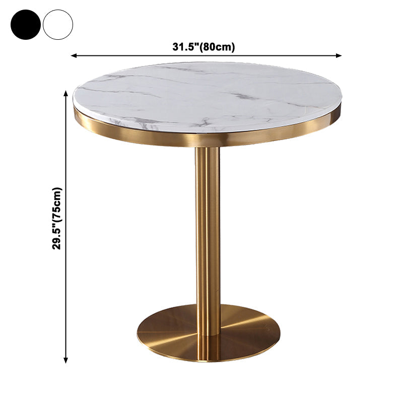 Marble Dining Table Single Pedestal Metallic Base Round Table for Home Clearhalo ' dining_table' 'Dining Tables & Seating' 'Dining Tables' 'furn' 'furn_dining_table' 'Furniture' 'furniture_dining_table' 'Kitchen & Dining Furniture' 'kitchen&dining_furn' 'kitchen' 'kitchen_dining_table' 3979583