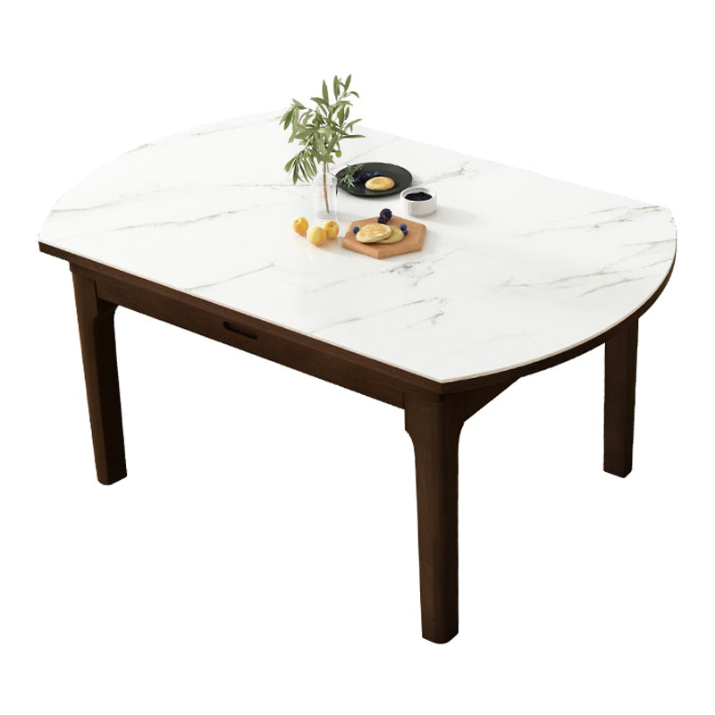 Modern Style Round Dinner Table White Sintered Stone Table with Wooden Base Brown Without Chairs Clearhalo ' dining_table' 'Dining Tables & Seating' 'Dining Tables' 'furn' 'furn_dining_table' 'Furniture' 'furniture_dining_table' 'Kitchen & Dining Furniture' 'kitchen&dining_furn' 'kitchen' 'kitchen_dining_table' 3979585