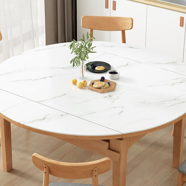 Modern Style Round Dinner Table White Sintered Stone Table with Wooden Base Clearhalo ' dining_table' 'Dining Tables & Seating' 'Dining Tables' 'furn' 'furn_dining_table' 'Furniture' 'furniture_dining_table' 'Kitchen & Dining Furniture' 'kitchen&dining_furn' 'kitchen' 'kitchen_dining_table' 3979590