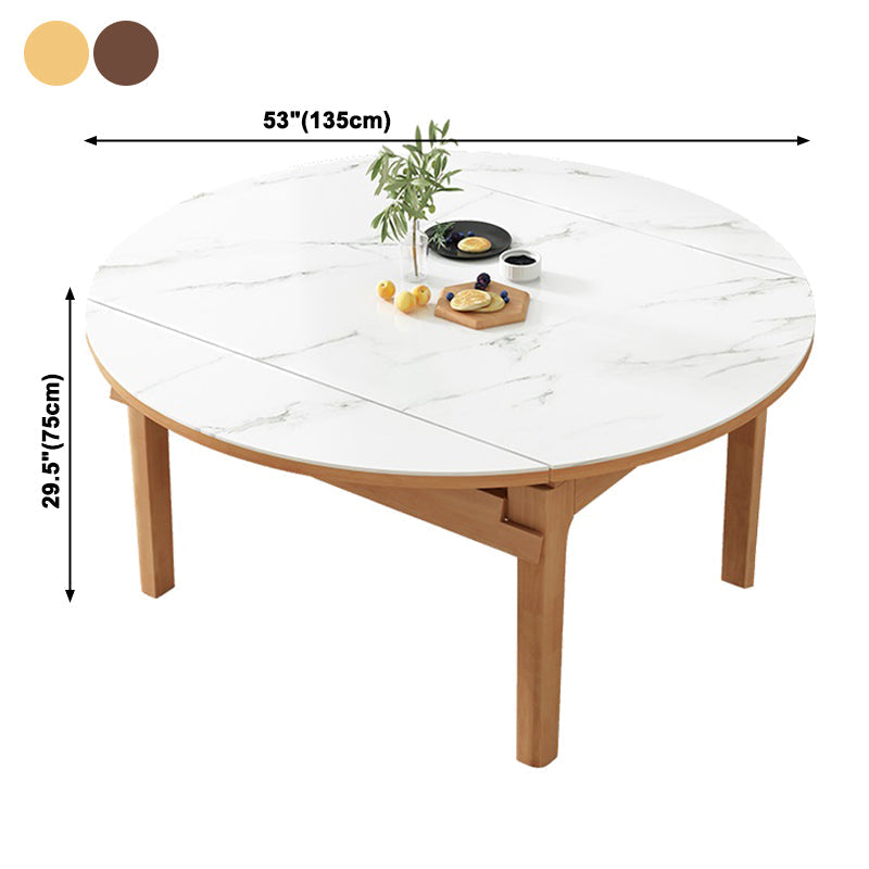 Modern Style Round Dinner Table White Sintered Stone Table with Wooden Base Clearhalo ' dining_table' 'Dining Tables & Seating' 'Dining Tables' 'furn' 'furn_dining_table' 'Furniture' 'furniture_dining_table' 'Kitchen & Dining Furniture' 'kitchen&dining_furn' 'kitchen' 'kitchen_dining_table' 3979596