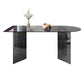 Tempered Glass Dining Table Double Pedestal Base Free Form Table for Home Light Gray Without Chairs Clearhalo ' dining_table' 'Dining Tables & Seating' 'Dining Tables' 'furn' 'furn_dining_table' 'Furniture' 'furniture_dining_table' 'Kitchen & Dining Furniture' 'kitchen&dining_furn' 'kitchen' 'kitchen_dining_table' 3979598