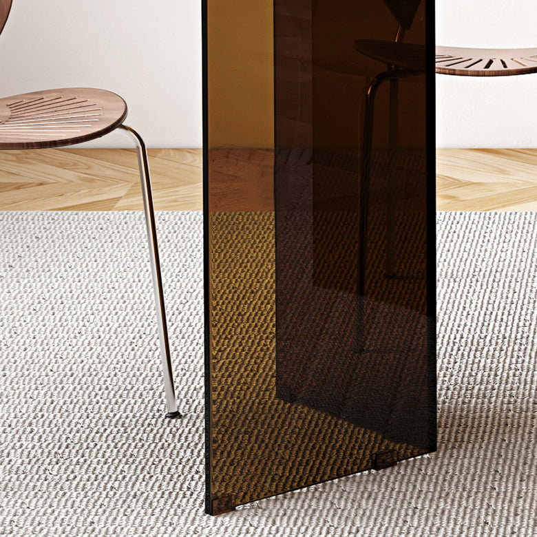 Tempered Glass Dining Table Double Pedestal Base Free Form Table for Home Clearhalo ' dining_table' 'Dining Tables & Seating' 'Dining Tables' 'furn' 'furn_dining_table' 'Furniture' 'furniture_dining_table' 'Kitchen & Dining Furniture' 'kitchen&dining_furn' 'kitchen' 'kitchen_dining_table' 3979605
