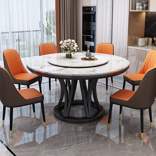 Simplicity Dining Table Ash Wood Single Pedestal Base Round Table for Home Marble White Clearhalo ' dining_table' 'Dining Tables & Seating' 'Dining Tables' 'furn' 'furn_dining_table' 'Furniture' 'furniture_dining_table' 'Kitchen & Dining Furniture' 'kitchen&dining_furn' 'kitchen' 'kitchen_dining_table' 3979621