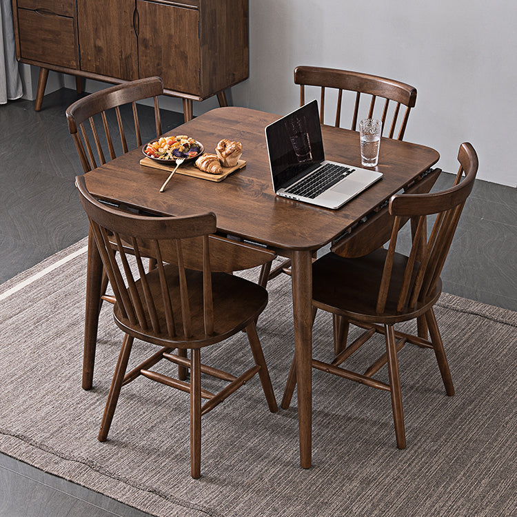 Extendable Round Dining Table in Brown Modern Adjustable Rubber Wood Table with 4 Legs Clearhalo ' dining_table' 'Dining Tables & Seating' 'Dining Tables' 'furn' 'furn_dining_table' 'Furniture' 'furniture_dining_table' 'Kitchen & Dining Furniture' 'kitchen&dining_furn' 'kitchen' 'kitchen_dining_table' 3979625