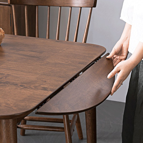 Extendable Round Dining Table in Brown Modern Adjustable Rubber Wood Table with 4 Legs Clearhalo ' dining_table' 'Dining Tables & Seating' 'Dining Tables' 'furn' 'furn_dining_table' 'Furniture' 'furniture_dining_table' 'Kitchen & Dining Furniture' 'kitchen&dining_furn' 'kitchen' 'kitchen_dining_table' 3979632