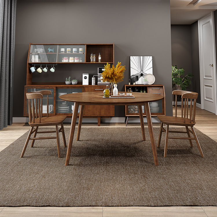 Rubber Wood Round Table for Restaurant Modern Dining Table in Nature/Walnut with 4 Legs Clearhalo ' dining_table' 'Dining Tables & Seating' 'Dining Tables' 'furn' 'furn_dining_table' 'Furniture' 'furniture_dining_table' 'Kitchen & Dining Furniture' 'kitchen&dining_furn' 'kitchen' 'kitchen_dining_table' 3979637