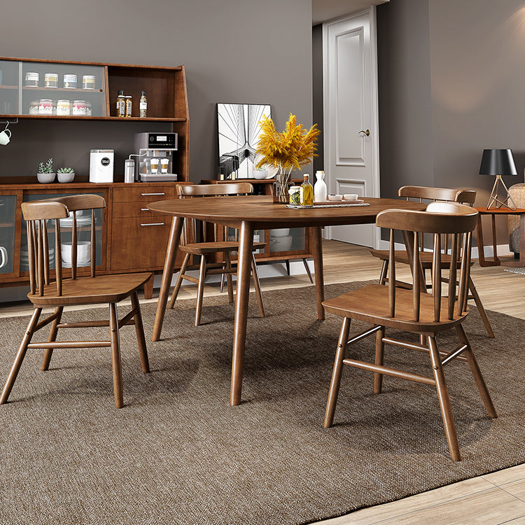 Rubber Wood Round Table for Restaurant Modern Dining Table in Nature/Walnut with 4 Legs Clearhalo ' dining_table' 'Dining Tables & Seating' 'Dining Tables' 'furn' 'furn_dining_table' 'Furniture' 'furniture_dining_table' 'Kitchen & Dining Furniture' 'kitchen&dining_furn' 'kitchen' 'kitchen_dining_table' 3979639