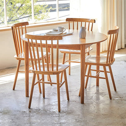 Rubber Wood Round Table for Restaurant Modern Dining Table in Nature/Walnut with 4 Legs Natural Without Chairs Clearhalo ' dining_table' 'Dining Tables & Seating' 'Dining Tables' 'furn' 'furn_dining_table' 'Furniture' 'furniture_dining_table' 'Kitchen & Dining Furniture' 'kitchen&dining_furn' 'kitchen' 'kitchen_dining_table' 3979646