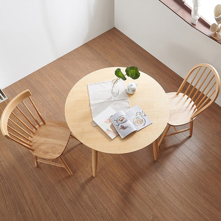 Rubber Wood Round Table for Restaurant Modern Dining Table in Nature/Walnut with 4 Legs Clearhalo ' dining_table' 'Dining Tables & Seating' 'Dining Tables' 'furn' 'furn_dining_table' 'Furniture' 'furniture_dining_table' 'Kitchen & Dining Furniture' 'kitchen&dining_furn' 'kitchen' 'kitchen_dining_table' 3979647