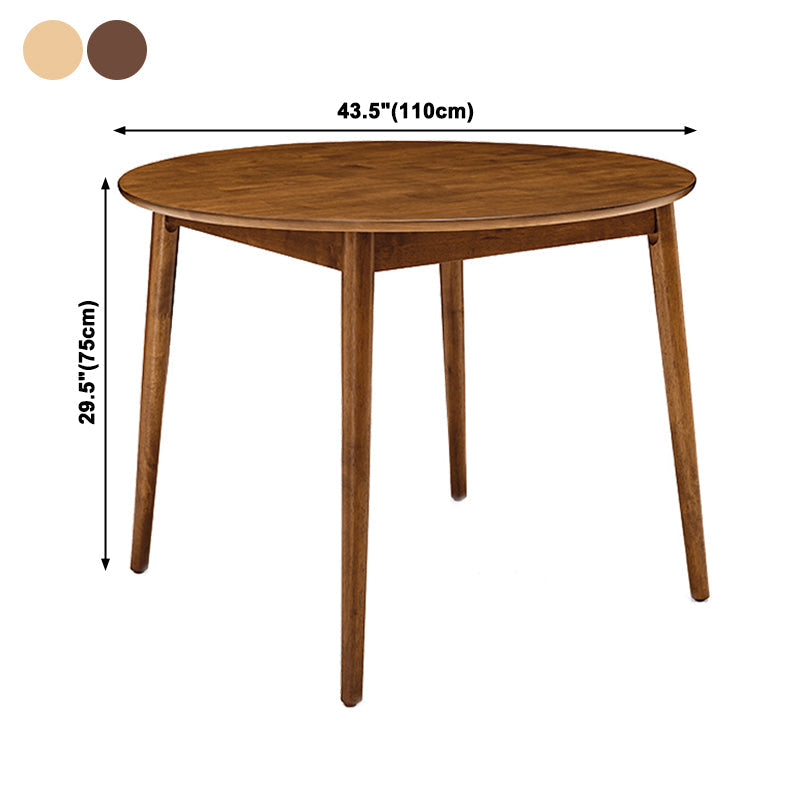 Rubber Wood Round Table for Restaurant Modern Dining Table in Nature/Walnut with 4 Legs Clearhalo ' dining_table' 'Dining Tables & Seating' 'Dining Tables' 'furn' 'furn_dining_table' 'Furniture' 'furniture_dining_table' 'Kitchen & Dining Furniture' 'kitchen&dining_furn' 'kitchen' 'kitchen_dining_table' 3979648