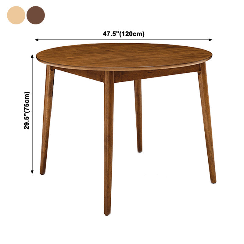 Rubber Wood Round Table for Restaurant Modern Dining Table in Nature/Walnut with 4 Legs Clearhalo ' dining_table' 'Dining Tables & Seating' 'Dining Tables' 'furn' 'furn_dining_table' 'Furniture' 'furniture_dining_table' 'Kitchen & Dining Furniture' 'kitchen&dining_furn' 'kitchen' 'kitchen_dining_table' 3979649