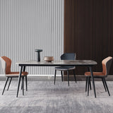 Industrial Style Home Sintered Stone Dining Table 4 Legs Carbon Steel Base Rectangle Table Clearhalo ' dining_table' 'Dining Tables & Seating' 'Dining Tables' 'furn' 'furn_dining_table' 'Furniture' 'furniture_dining_table' 'Kitchen & Dining Furniture' 'kitchen&dining_furn' 'kitchen' 'kitchen_dining_table' 3979652