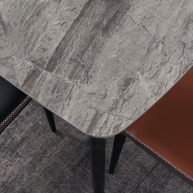 Industrial Style Home Sintered Stone Dining Table 4 Legs Carbon Steel Base Rectangle Table Clearhalo ' dining_table' 'Dining Tables & Seating' 'Dining Tables' 'furn' 'furn_dining_table' 'Furniture' 'furniture_dining_table' 'Kitchen & Dining Furniture' 'kitchen&dining_furn' 'kitchen' 'kitchen_dining_table' 3979657