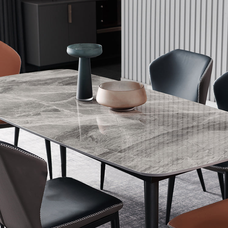 Industrial Style Home Sintered Stone Dining Table 4 Legs Carbon Steel Base Rectangle Table Clearhalo ' dining_table' 'Dining Tables & Seating' 'Dining Tables' 'furn' 'furn_dining_table' 'Furniture' 'furniture_dining_table' 'Kitchen & Dining Furniture' 'kitchen&dining_furn' 'kitchen' 'kitchen_dining_table' 3979658